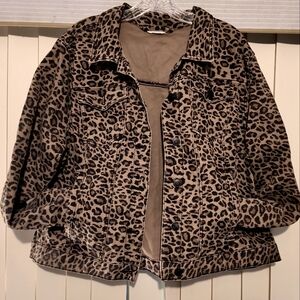 🖤 leopard cropped denim jacket